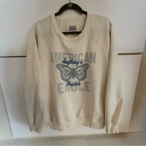 American Eagle Outfitters Cream Crewneck Sweater